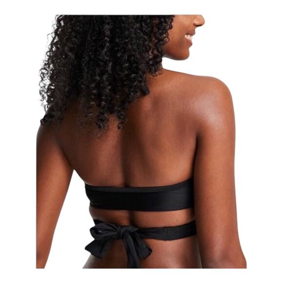 Aerie NWT Stylish Wrap Around Criss Cross Halter Bikini Top Black Size Small - Picture 15 of 15